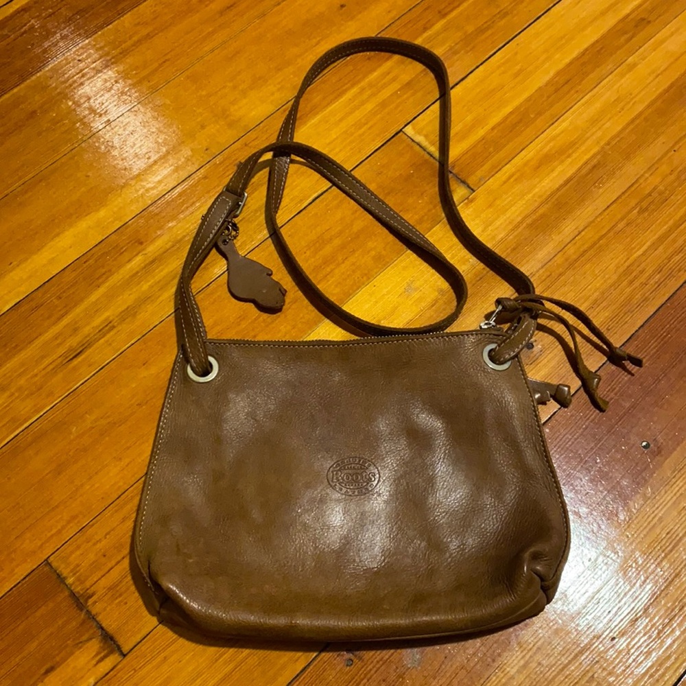 Roots Brown Leather Crossbody